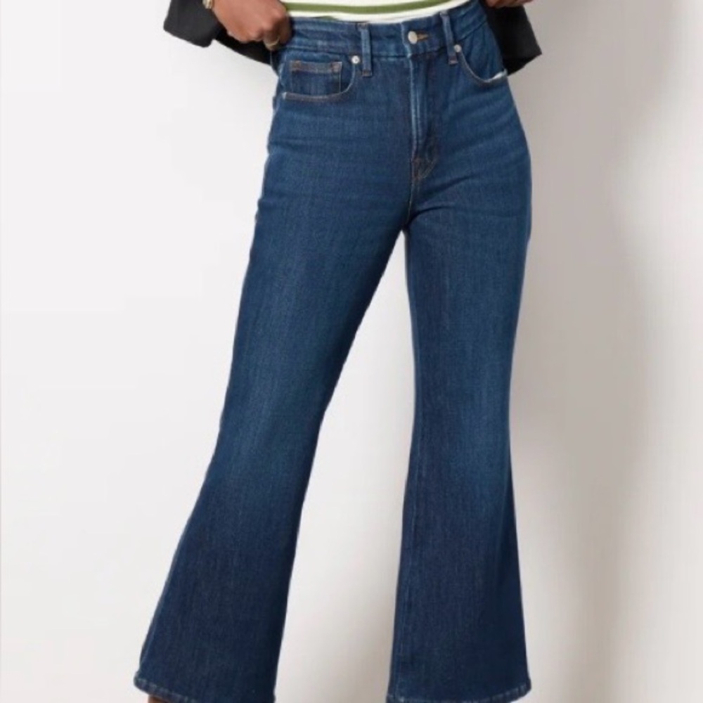 Good American Mini Boot Crop Indigo977 Size 10 30